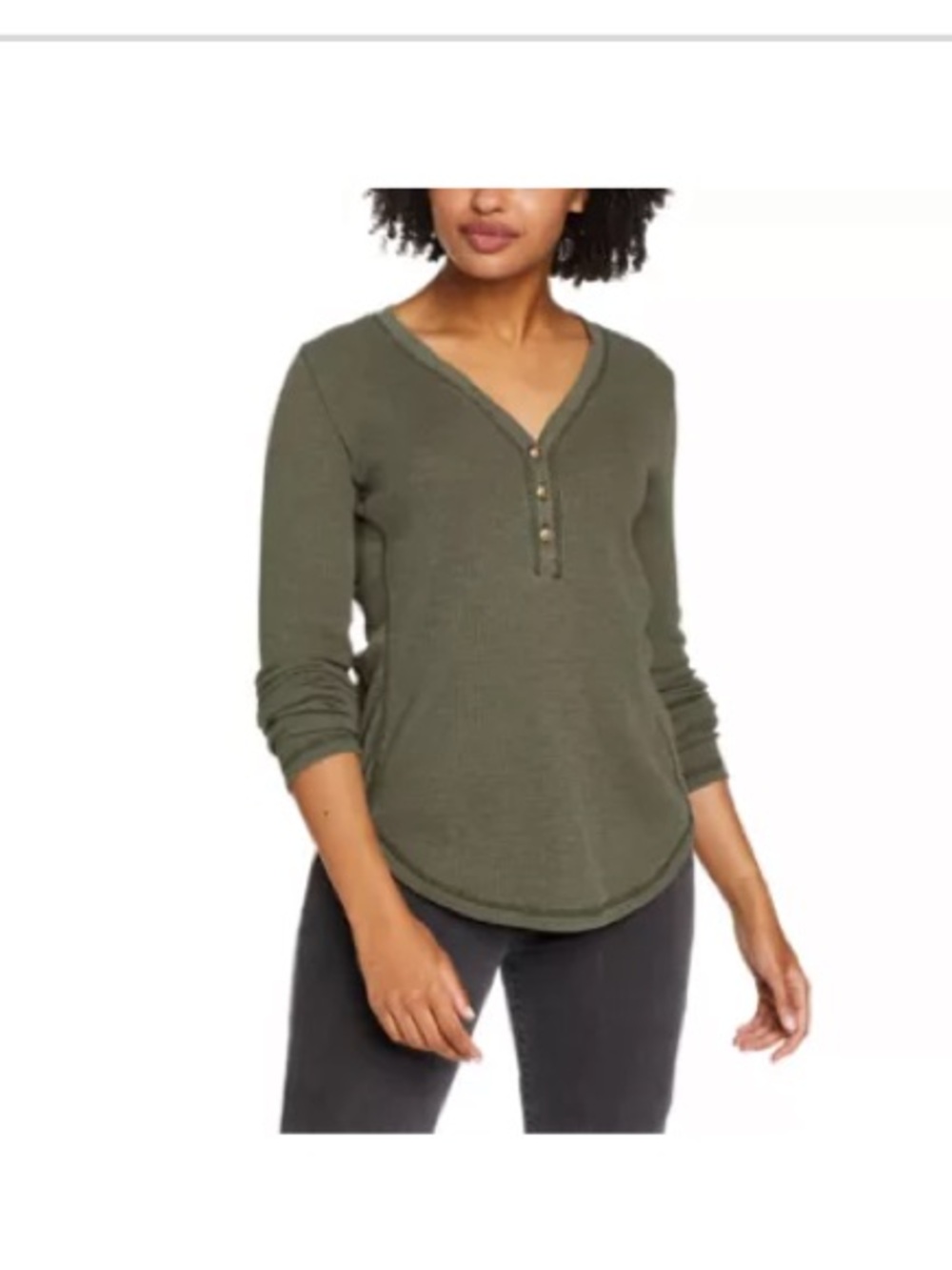 Eddie Bauer Olive Green Henley Thermal Top
